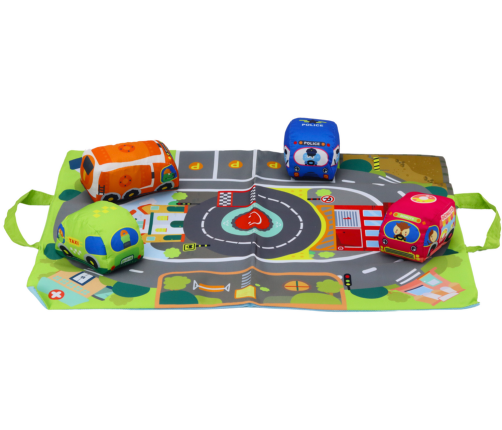 Set of Soft Toy Cars Play Mat 9 Pieces