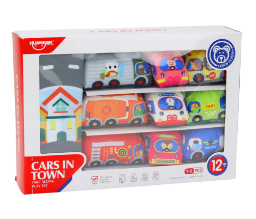 Set of Soft Toy Cars Play Mat 9 Pieces