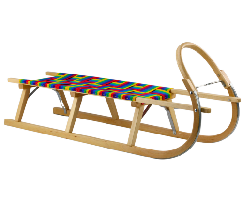 Wooden Sled Two-person With Webbing Seat Solid