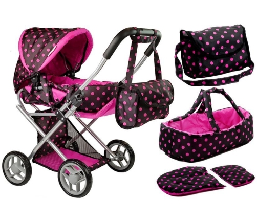 Alice Doll Pram Carrier Bag Black-Pink