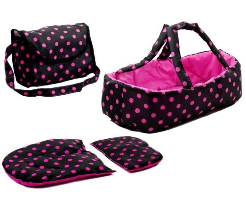 Alice Doll Pram Carrier Bag Black-Pink