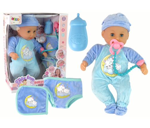 Baby Doll Sound Dummy Bib Blue Cat Pyjamas