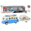 Blue Bus with Caravan Set of Vehicles