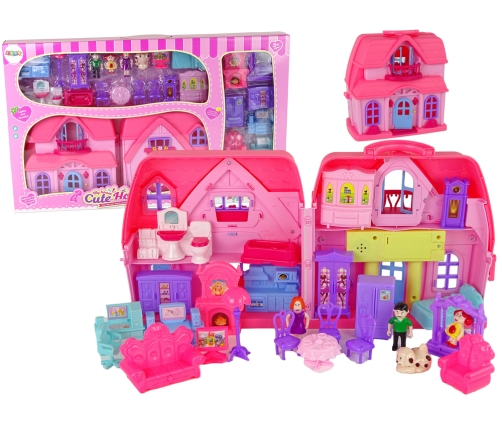 Set Villa Cottage with Lights Plastic Pink