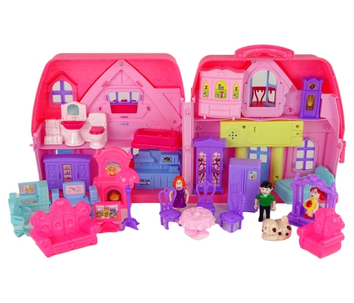 Set Villa Cottage with Lights Plastic Pink