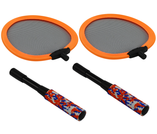 Set of 2 Badminton Rackets, 2 Badminton Shuttles, Orange