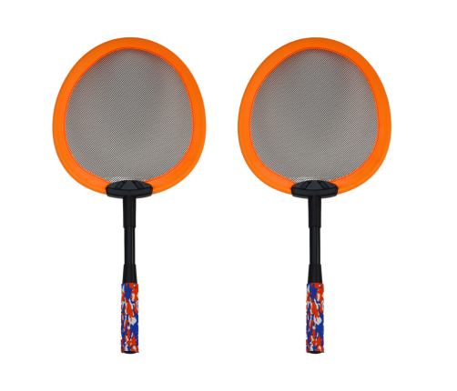 Set of 2 Badminton Rackets, 2 Badminton Shuttles, Orange