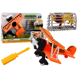 Airplane Light plane Animal transport Cage Lion Unscrewable Screwdriver