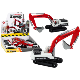 Crawler Excavator White and Red Metal Bucket