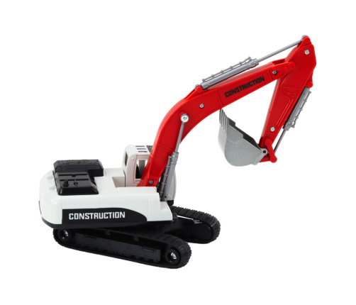 Crawler Excavator White and Red Metal Bucket