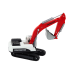 Crawler Excavator White and Red Metal Bucket