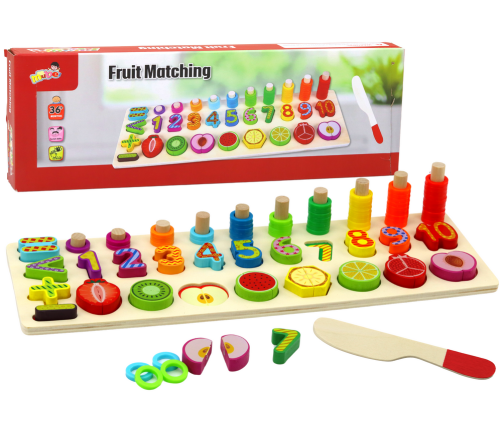 Educational Set Sorter Wooden Board Learning Mathematics Fruit