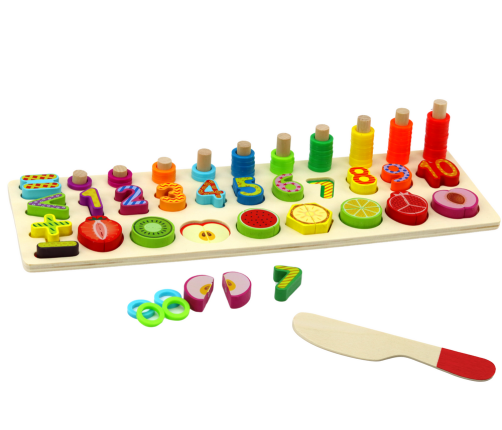 Educational Set Sorter Wooden Board Learning Mathematics Fruit