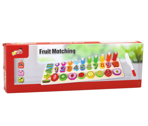 Educational Set Sorter Wooden Board Learning Mathematics Fruit