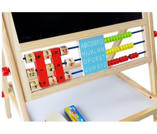 Wooden Chalk Board. Abacus. Clock, Numbers, and Magnet