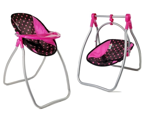 Doll Swing Alice High Chair Black-Pink