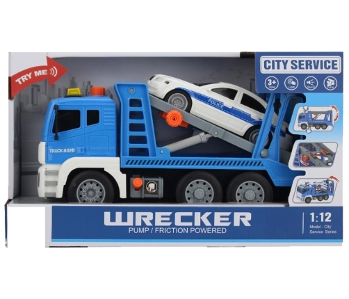 Blue Assistance Truck Police Car Sounds Lights 1:16