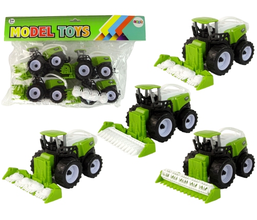 Farm Vehicle Set Green Tractors 4 Pieces