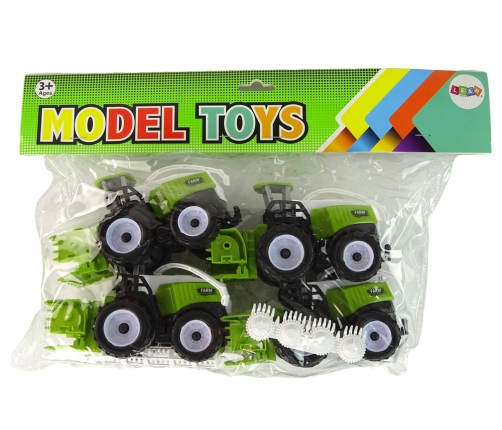 Farm Vehicle Set Green Tractors 4 Pieces