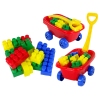 Pulling trolley with colourful K3 blocks Red