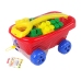 Pulling trolley with colourful K3 blocks Red