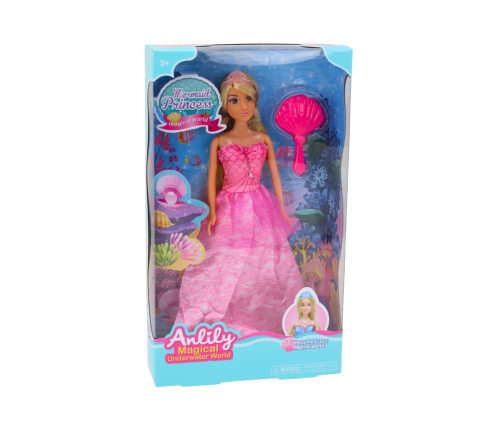 Anlily Mermaid Princess Doll Pink Dress Brush