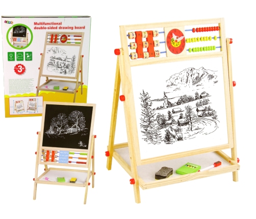 Double-Sided Educational 2in1 Wooden Drawing Board