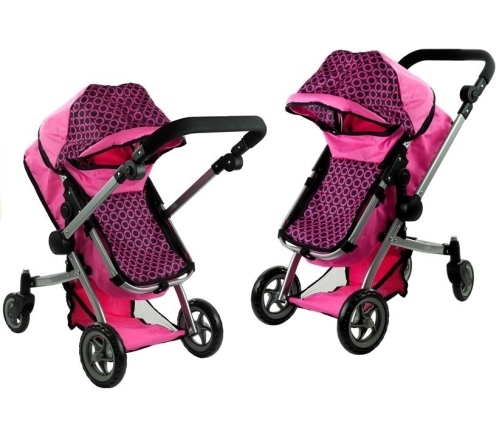 2in1 Doll Bogie and Stroller Alice - Pink and with Dots