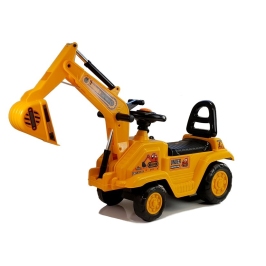 Excavator ride-on with a movable arm