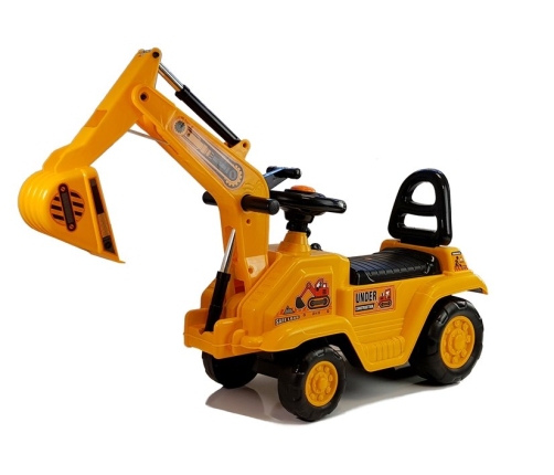 Excavator ride-on with a movable arm