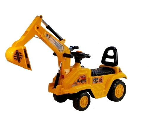 Excavator ride-on with a movable arm