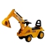 Excavator ride-on with a movable arm