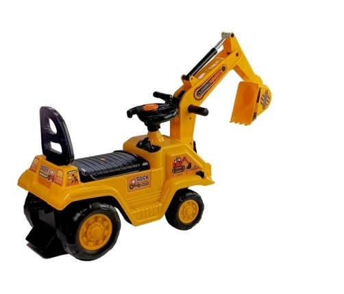 Excavator ride-on with a movable arm