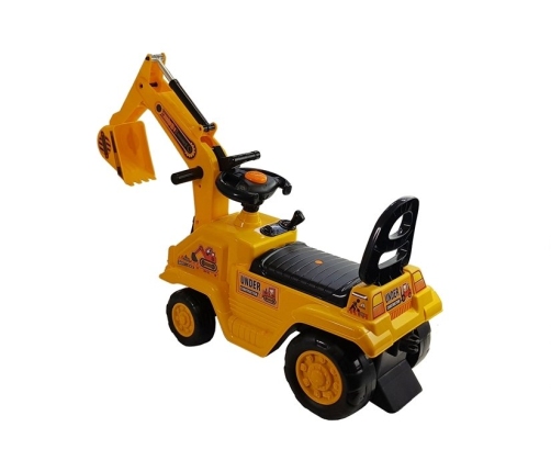 Excavator ride-on with a movable arm