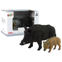 Set of 2 figurines Wild boar with young  Forest Animals series