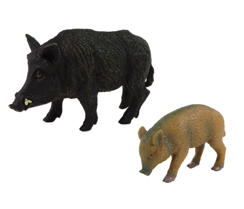 Set of 2 figurines Wild boar with young  Forest Animals series