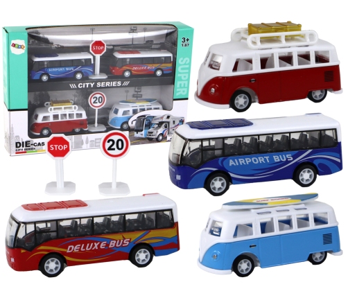 Campers Buses With Friction Drive 1:87 4 Pieces