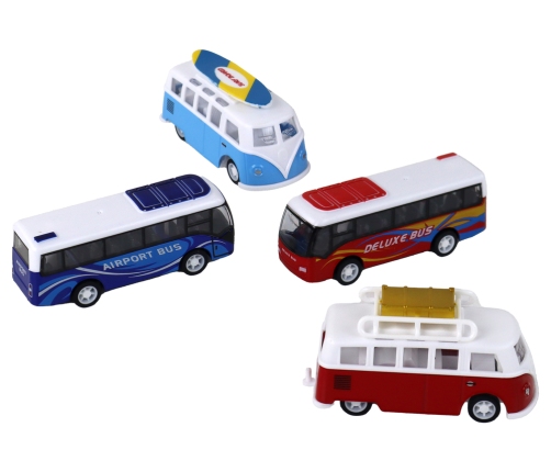 Campers Buses With Friction Drive 1:87 4 Pieces