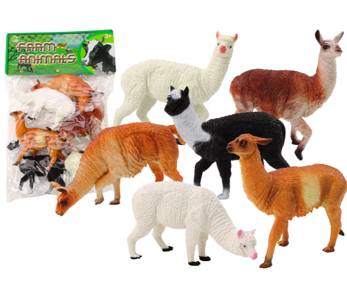 Set of Alpaca Llama Farm Set Figures 6 pcs. Mix