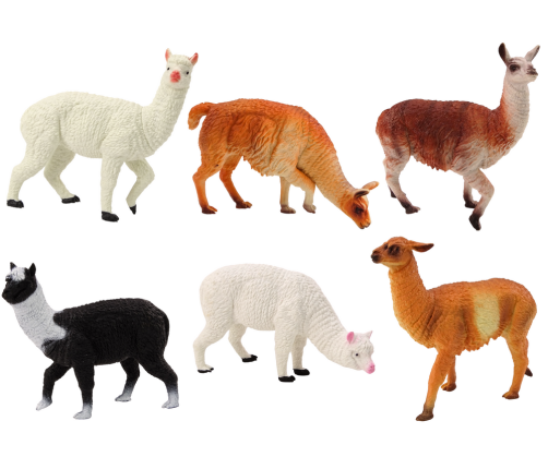 Set of Alpaca Llama Farm Set Figures 6 pcs. Mix