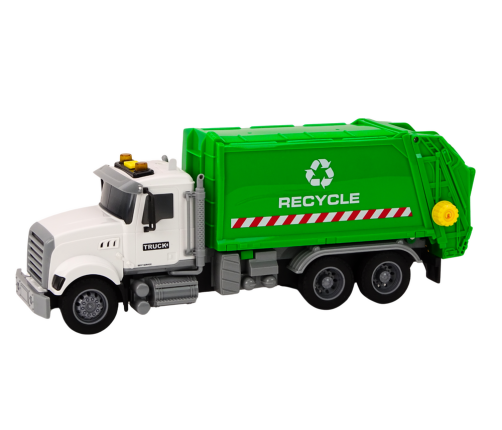 Garbage truck Garbage bins Lights Sounds Drive White and green