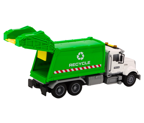 Garbage truck Garbage bins Lights Sounds Drive White and green