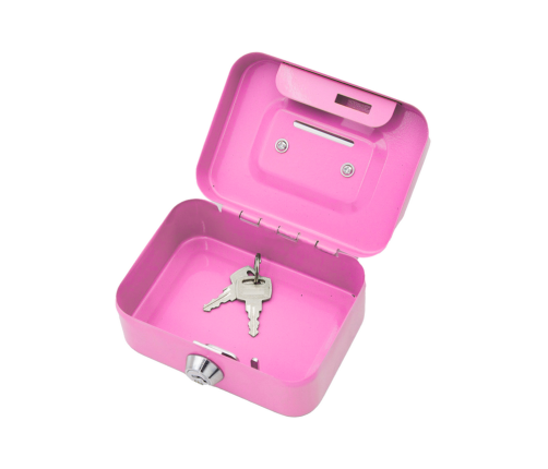 Piggy Bank Storage Box, Lockable, Two Keys, Metal, Pink