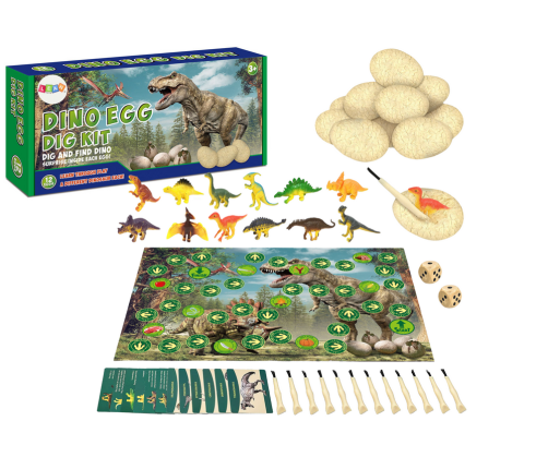 Dinosaur Eggs Set Figures Excavation Board Game 12 Pcs