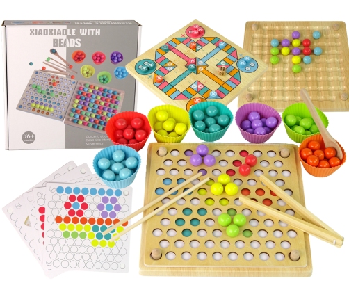 Wooden Ball Game Beads Educational Board Chinese