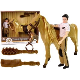 Puppet with Light Brown Horse Figures Accessories