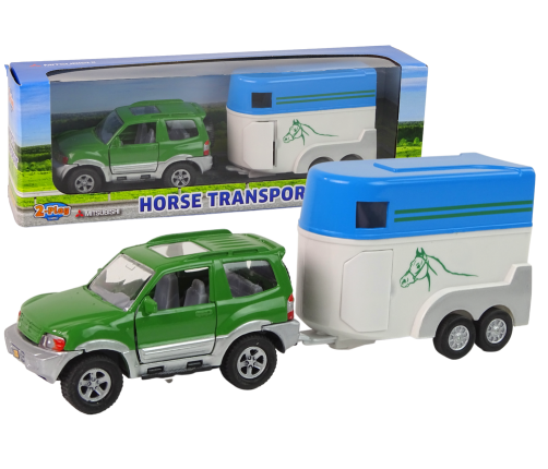 Mitsubishi Car with Transporter Two Horses Metal 521516