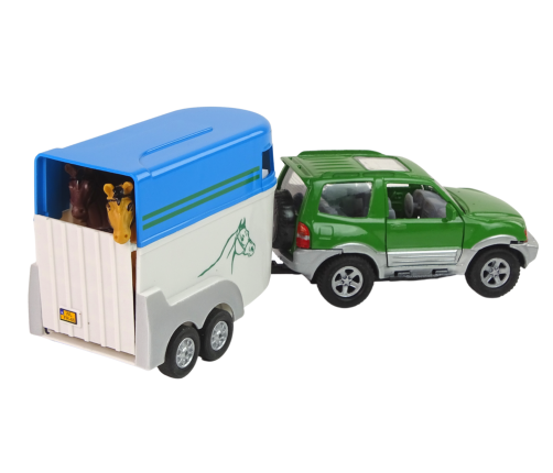 Mitsubishi Car with Transporter Two Horses Metal 521516