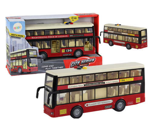 Double Decker City Bus Lights Sounds Red 1:16