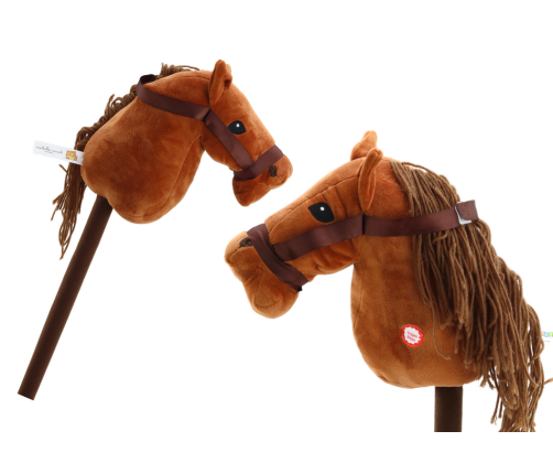 Plush Horse Head On A Stick Hobby Horse Brown Long-Haired Horse sounds